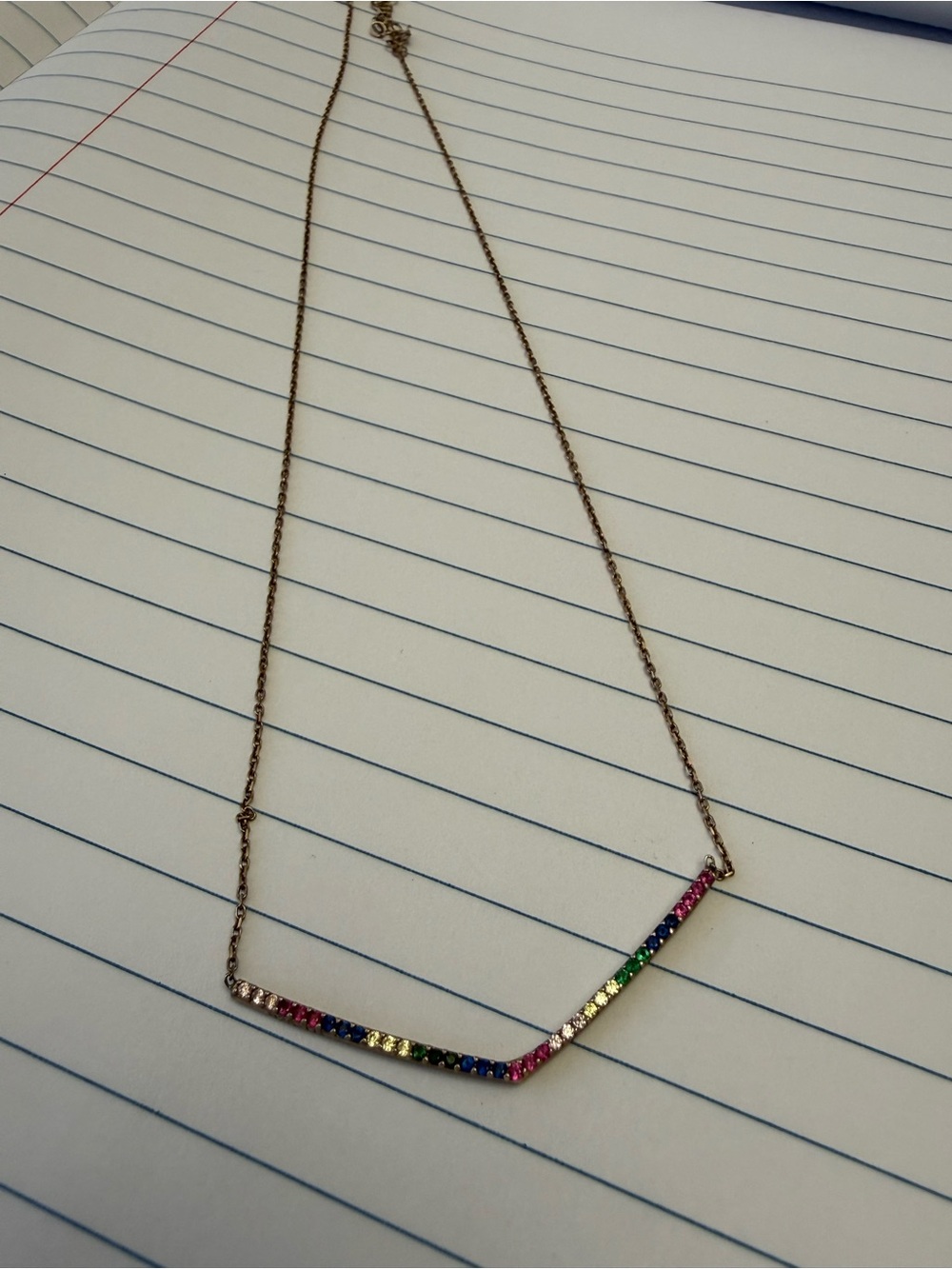 Rainbow Bar Pendant Necklace - Multicolor